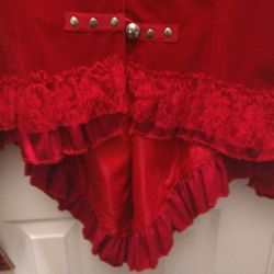 Vintage-Inspired Red Velvet Jacket – Lace & Corset Back