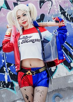 HARLEY QUINN TOP & SHORTS  COSTUME  $15. CASH & PICK UP ONLY 