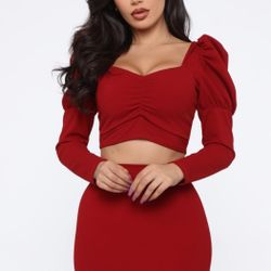 Red Skirt Set