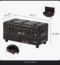 Leather top storage chest dark brown/black
