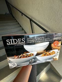 NEW In Box overandback "Sides" 4-Pack Stoneware Serving Bowls Set