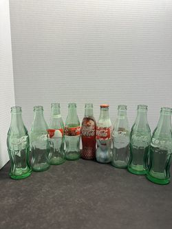 Lot of 9 Coca-Cola Glass Bottles International Christmas Holiday Coke Vintage