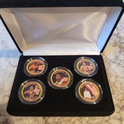 Set Of Five Muhammad Ali Boxing Colorized  Statehood Quarters  Coins
