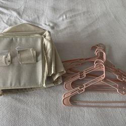 clothes organizer and 10 hangers, all for $10