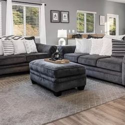 Two Couches And Matching Ottoman 