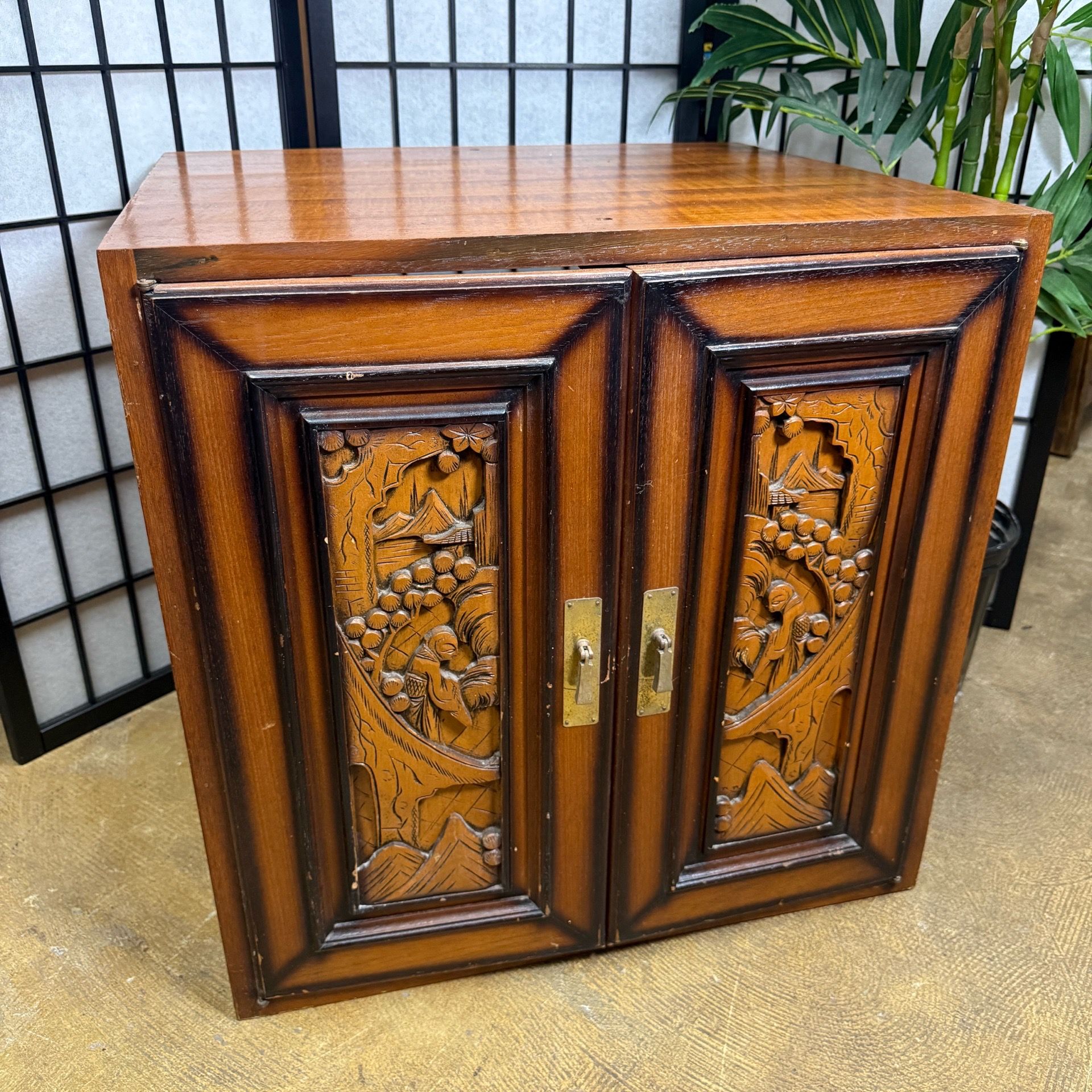 Engraved Cabinet Storage End Table