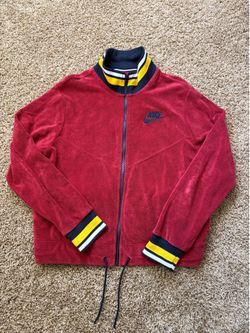 Nike Red Velour Full  Zip Track Jacket Womens Size Medium Burgundy