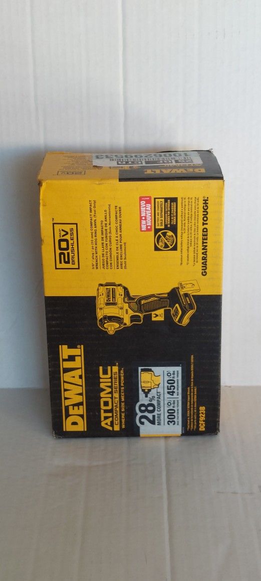 Dewalt ATOMIC 20V MAX Cordless Brushless 3/8 in.Variable Speed Impact Wrench (Tool Only)
Brand New Cash Or Zelle