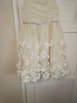 Cream Formal Dress with Floral Detail