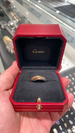Auth Cartier 18k trinity 7 bands ring size 6
