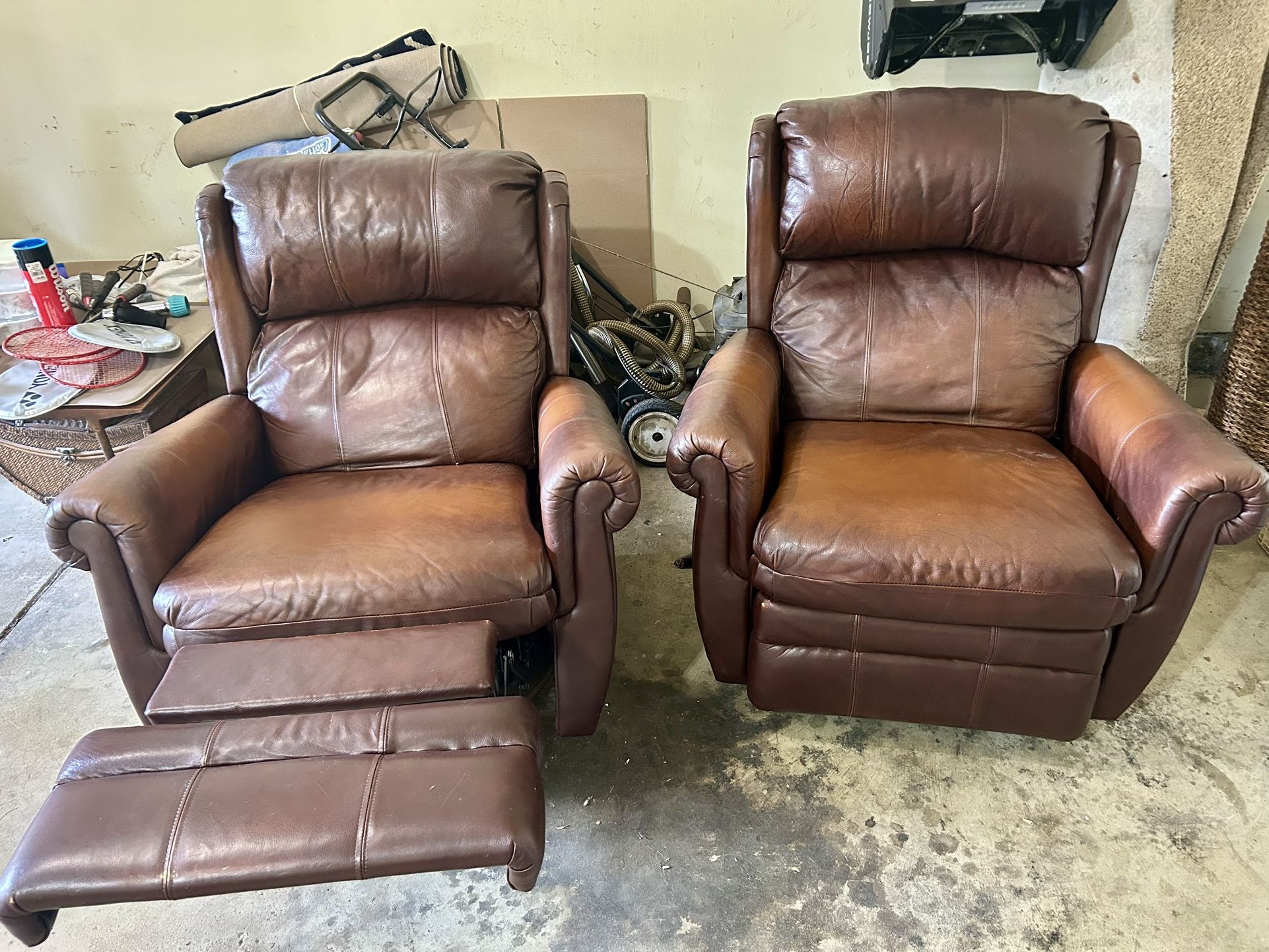 Recliner Chairs - Leather Burgundy 