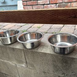 3 Aluminum Nice Sized dog bowls/ All 3 for 5.00