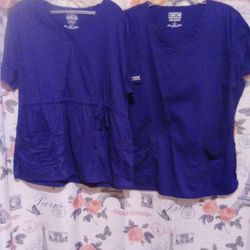 2 Like New Purple Cherokee Large Core Stretch Scrub Tops