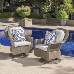 New in store Christopher Knight Home Liam Outdoor Wicker Swivel Club Chairs with Water Resistans 220