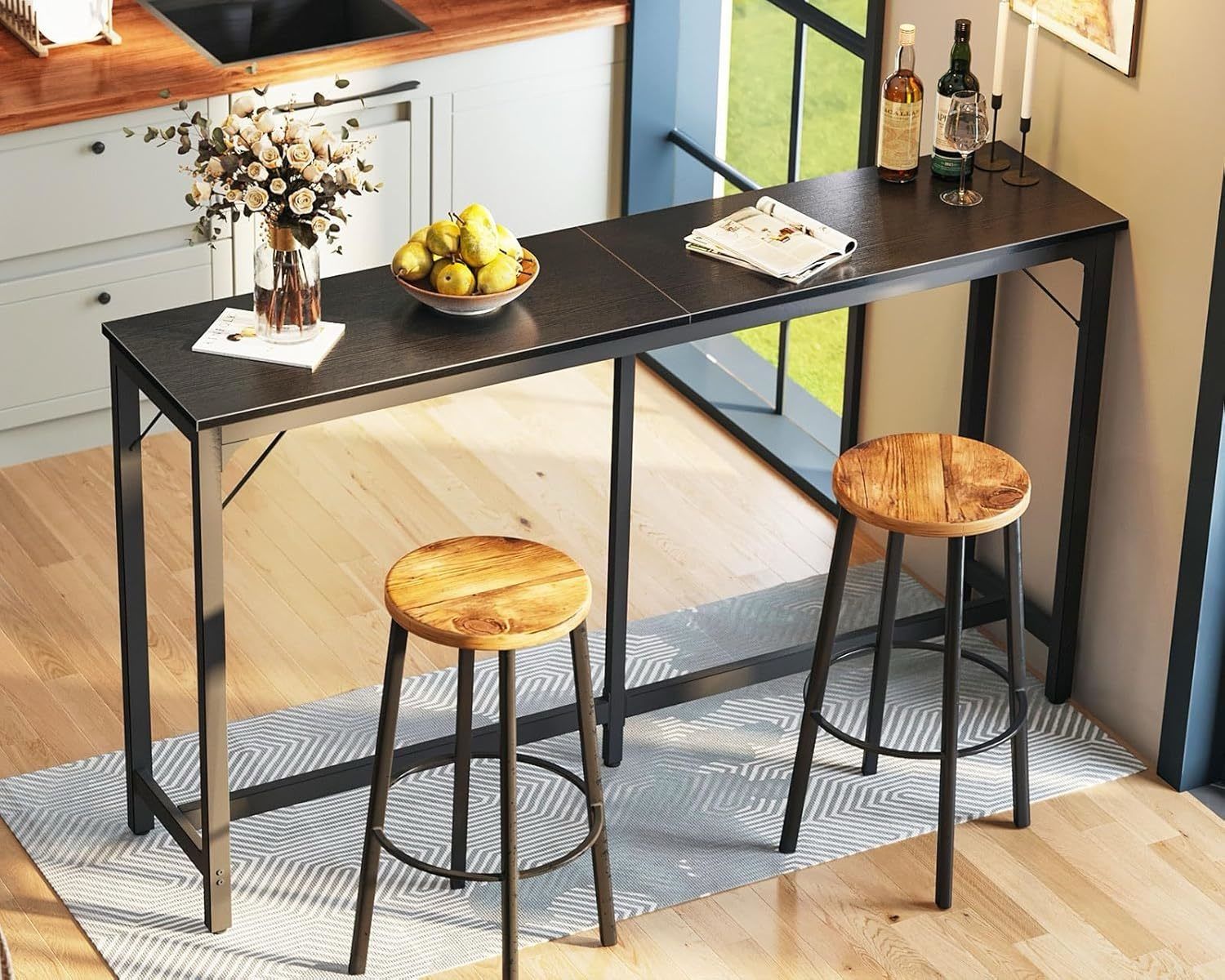 Inching Through Table 71 Inch Bar Table, Bar Height Pub Table, Counter Height Bar Table ...