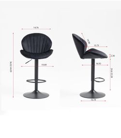 SZLIZCCC Shell Barstools Set Of 4, Black Chassis Adjustable Swivel Bar Stool, Velvet Mid Back Bar Chair,Kitchen Counter Stool (Black)