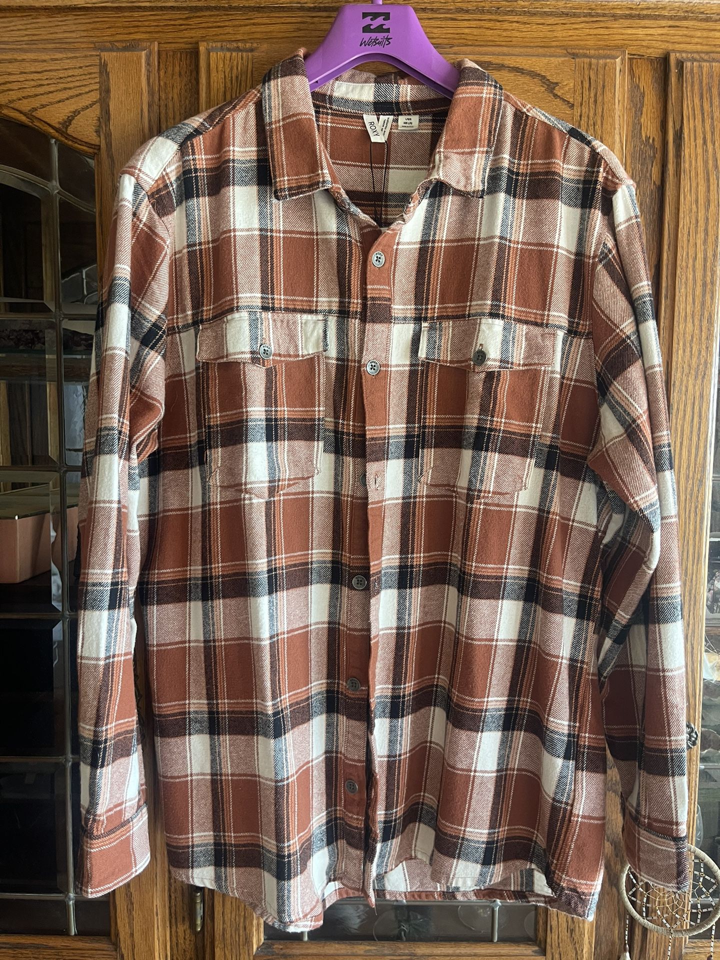Roxy Flannel Button Up- Large 