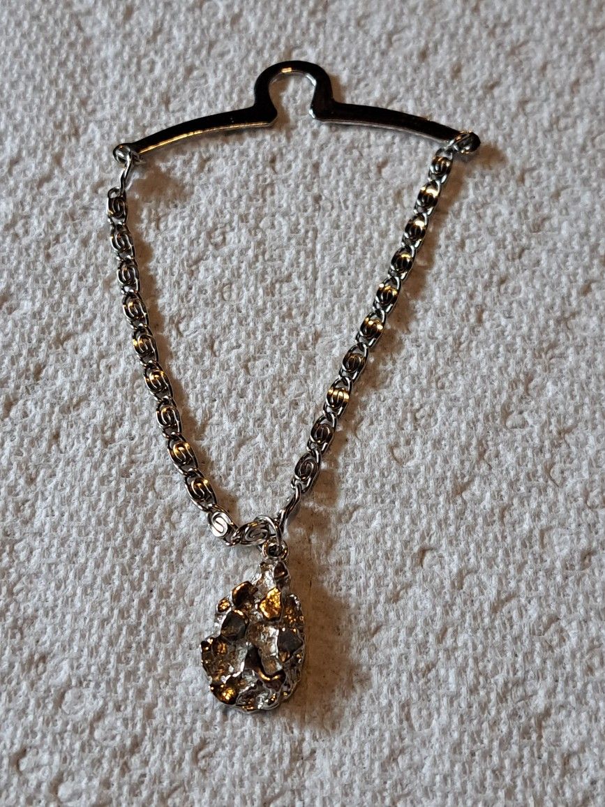 Silver Tone Nugget Tie Chain