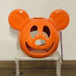 Disney Votive Candle Holder. Disney World Parks Mickey Mouse shaped Halloween ceramic Pumpkin Jack-o-lantern