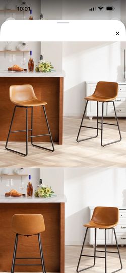 Brand New - Bar Stools, Whiskey Brown, 26” Counter height, (2 stools)