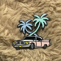 Hat Club Ocean Drive Pink Cadillac Palm Tree Pin