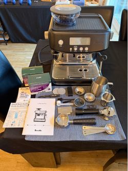 Breville Barista Pro Espresso Machine – Black Truffle – All Accessories + Cleaning Kits