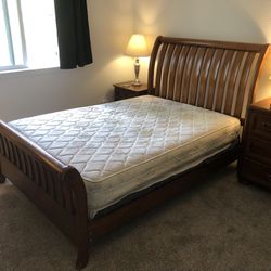 Full Bed Mattress, Box Spring, And Frame 
