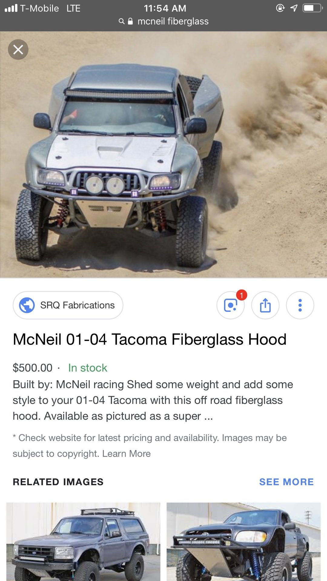McNeil fiberglass fenders Toyota Tacoma