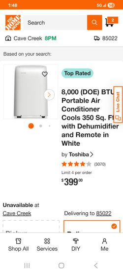 8,000 (DOE) BTU Portable Air Conditioner Cools 350 Sq. Ft. with Dehumidifier and Remote in White