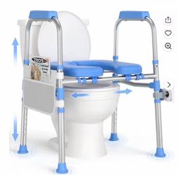 Padded Toilet Seat Riser for Seniors FSA/HSA Eligible, Adjustable Safety Frame Raised Toilet Seat with Handles, Heavy Duty Bariatric Recovery Elderly 