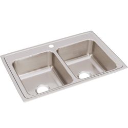 Elkay LR33221 Lustertone Classic Equal Double Bowl Drop-in Stainless Steel Sink