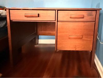 Wooden Desk with pullout keyboard holder and chair