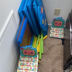 Cocomelon Set (table, Chairs, Toy Cubby, Bed) 