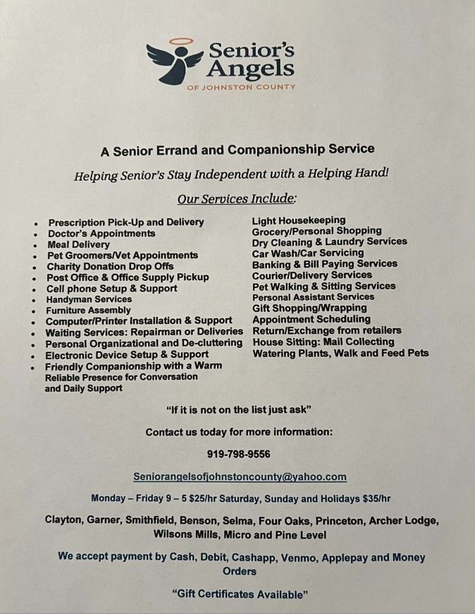 Senior's Angel's Errand And Companionship Services