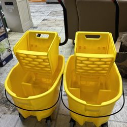 Two Rubbermaid commercial mop buckets with wringers $39/each 