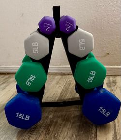 Dumbbell Set with Rack – 2, 5, 10, 15 LB