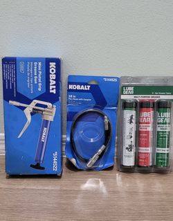 KOBALT MINI GREASE GUN, GREASE GUN COUPLER AND 3 MULTIPURPUSE GREASE 3-OZ