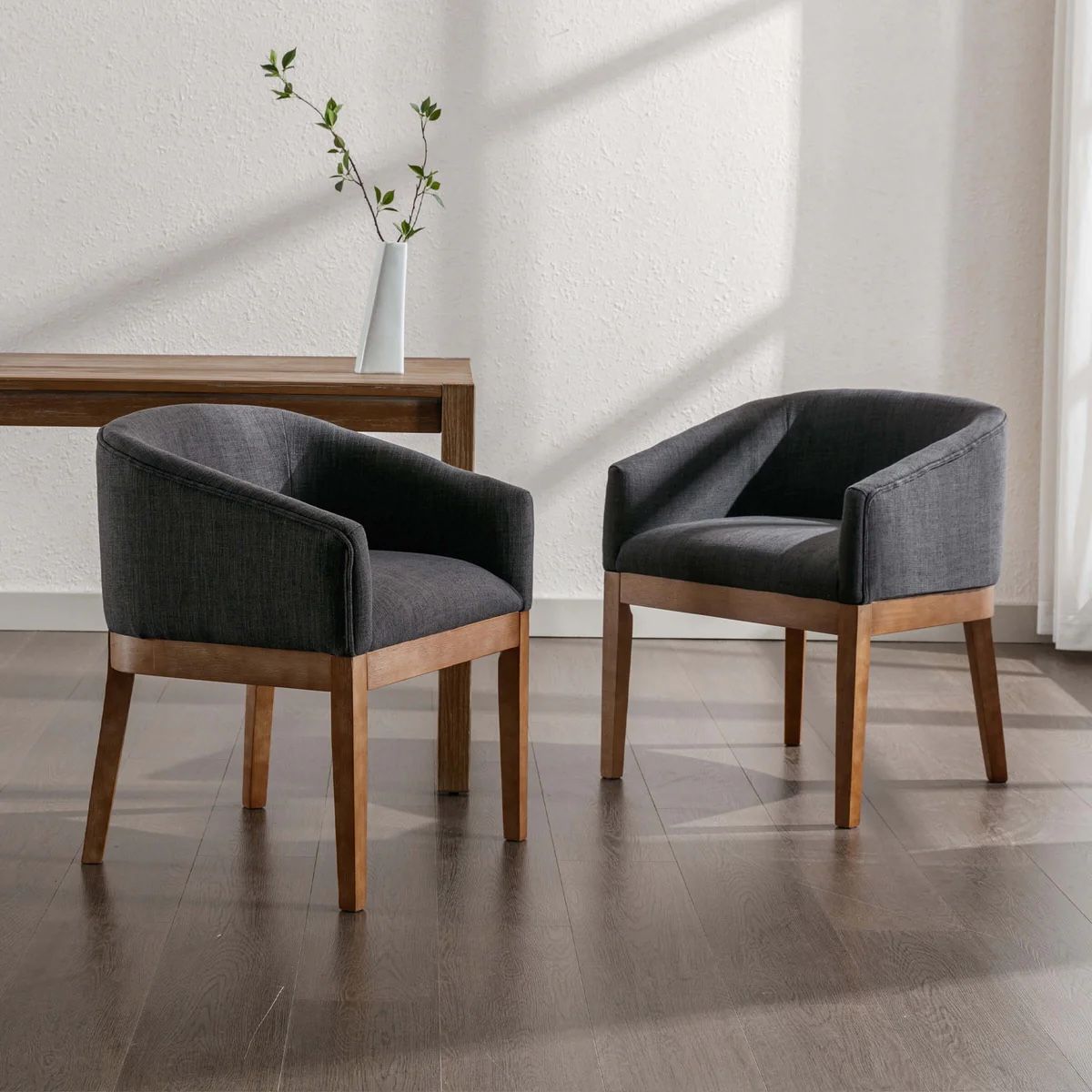 CIMOTA Farmhouse Slope Arm Barrel Dining Chairs Set of 2