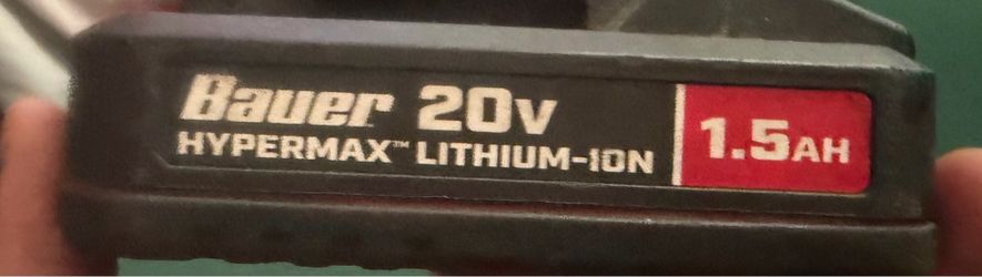 Preowned in good working condition. Bauer 20V HyperMax 1.5Ah Lithium Ion Replacement Battery 27Wh 1701C-B 64817 located off lake mead and Simmons area