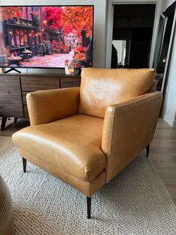 Tan Leather Accent Chair