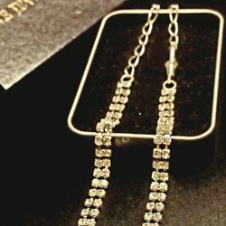 Cubic Zirconia W/silver Chain Choker Necklace