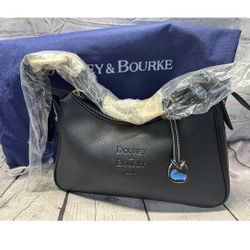 Dooney & Bourke Leather Purse Shoulder Crescent Handbag Pebble Grain Black Pocke