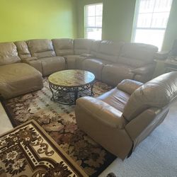 7 Piece Leather Living Room Sofa Set 