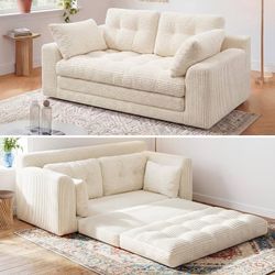 Boneless Loveseat, Convertible Folding Sofa Bed, Pull Out Sleeper Sofa with Pillows, Floor Futon Bed Comfy Lounge Guest Bed for Small Space