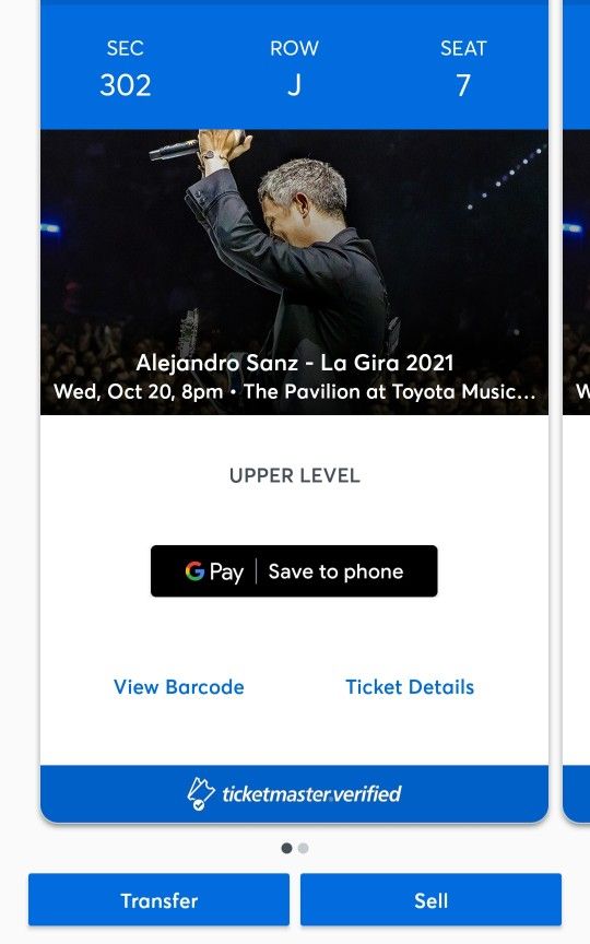 Alegandro Sanz Concert 2 Tikets  For $60