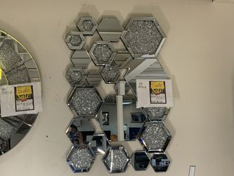Accent Wall Mirror Crushed Rhinestone Design