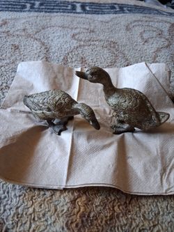 Brass Duck Figurines Set of Two