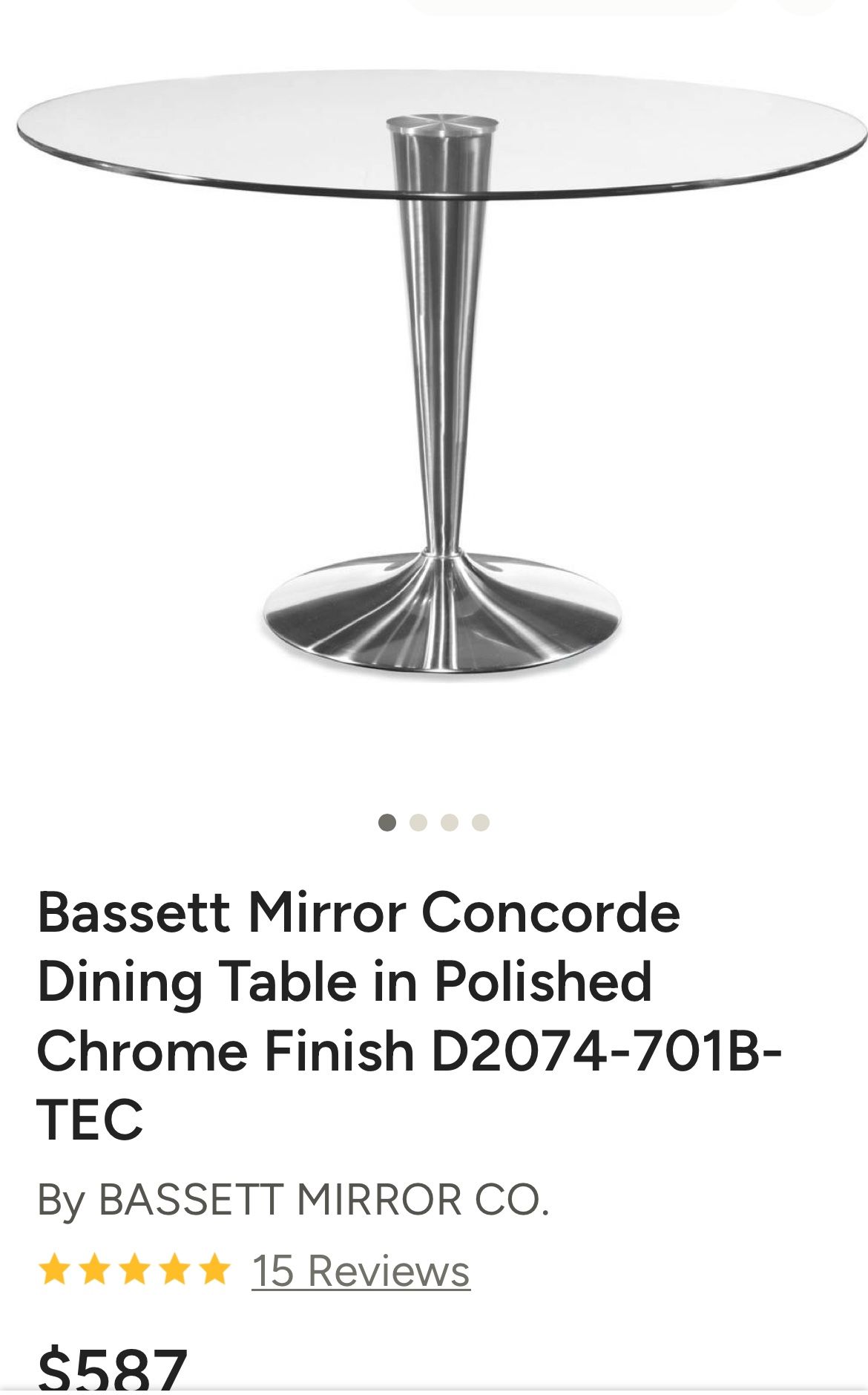 Round Glass Dining Table  W/Grey Velvet Chairs 