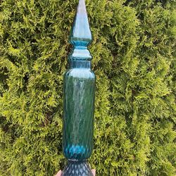 23” Vintage Empoli Glass Genie Bottle Blue
