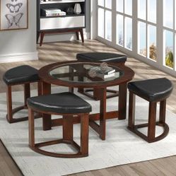 Nester round coffee table with 4 stools